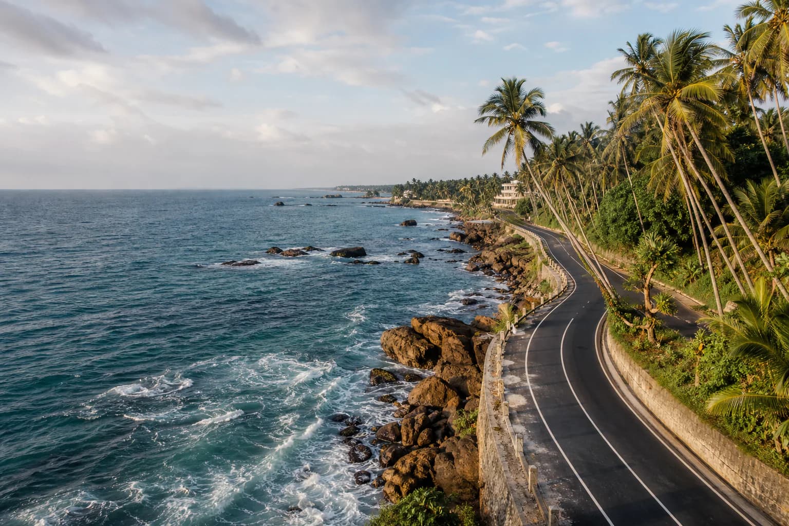 Sri Lanka's palm-lined southern coastal road